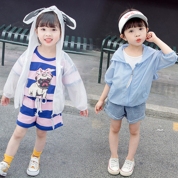 Gyermek tavaszi kabát lányoknak fehér és kék színben, 3D elemmel