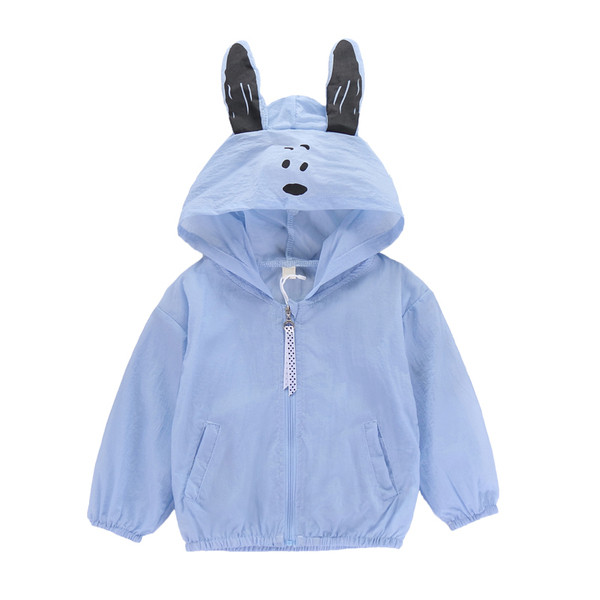Gyermek tavaszi kabát lányoknak fehér és kék színben, 3D elemmel