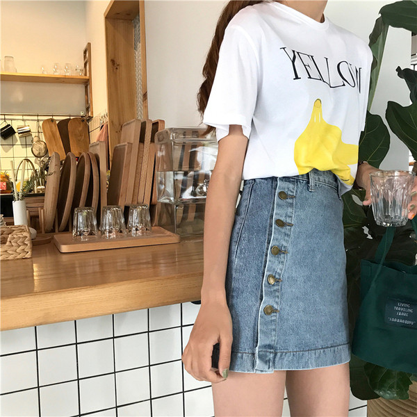 Модерна дамска дънкова пола с копчета в сив и син цвят