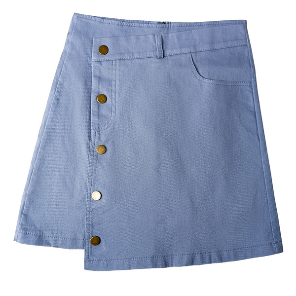 Nem szabványos farmerszoknya négy színben gombokkal