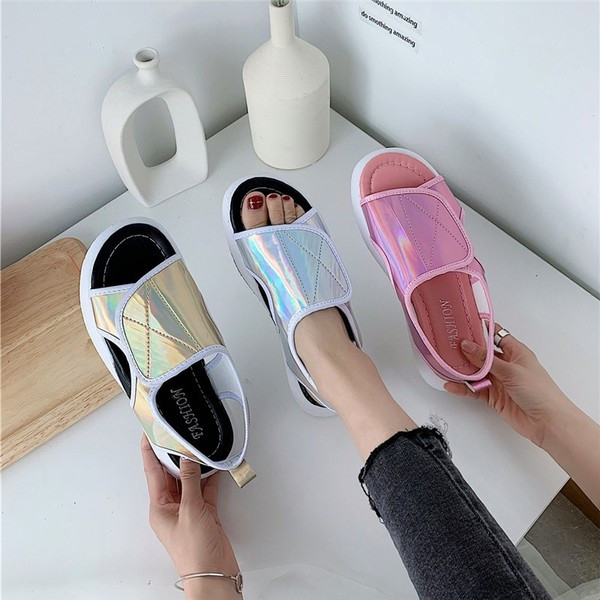 Sandale casual dama cu autocolant in trei culori