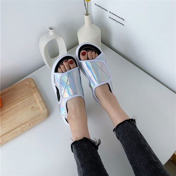 Sandale casual dama cu autocolant in trei culori