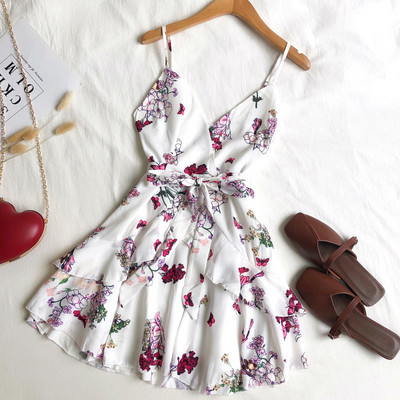 Κομψό καλοκαιρινό γυναικείο φόρεμα με ζώνες σε τέσσερα χρώματα