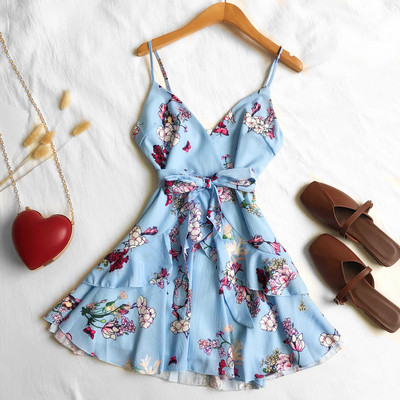 Κομψό καλοκαιρινό γυναικείο φόρεμα με ζώνες σε τέσσερα χρώματα