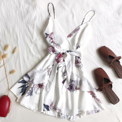 Κομψό καλοκαιρινό γυναικείο φόρεμα με ζώνες σε τέσσερα χρώματα