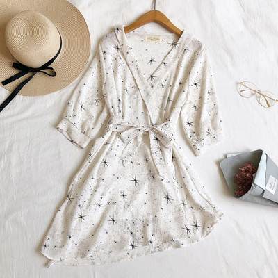 Stílusos női ruha 3/4 ujjal, fehér és rózsaszín színben