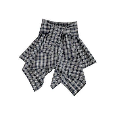 Fusta dama in carouri model asimetric cu cravate in mai multe culori