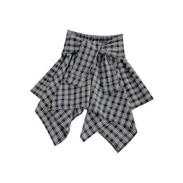 Fusta dama in carouri model asimetric cu cravate in mai multe culori