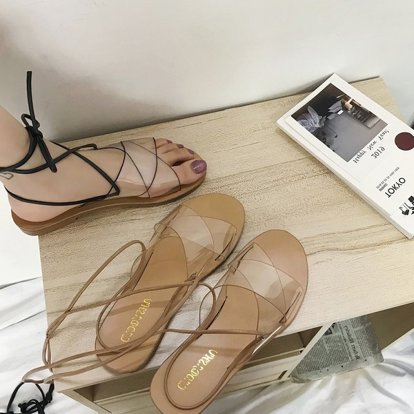 Alkalmi női szandál fűzős fekete és bézs színben