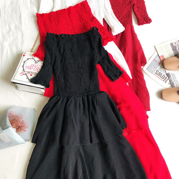 Nyári hosszú ruha ujjal öt színben