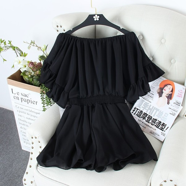 Μοντέρνα γυναικεία ολόσωμη φόρμα με  κοντό μανίκι σε τέσσερα χρώματα