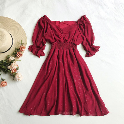 Alkalmi női ruha 3/4 ujjal, négy színben