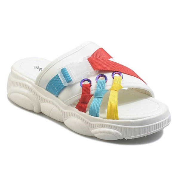 Alkalmi női papucs matricával és színes nyomattal két színben