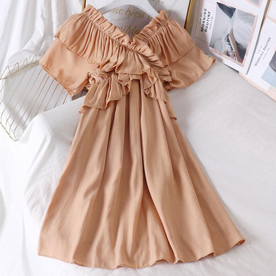 Stílusos női ruha V-nyakkal több színben