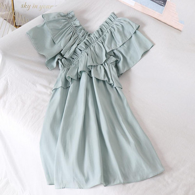 Stílusos női ruha V-nyakkal több színben