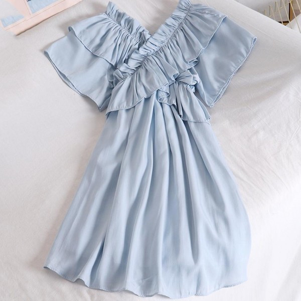 Stílusos női ruha V-nyakkal több színben