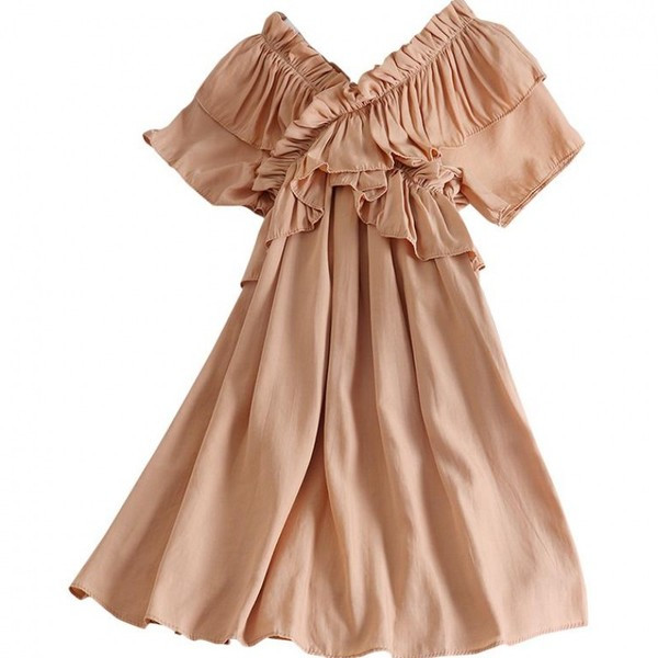 Stílusos női ruha V-nyakkal több színben