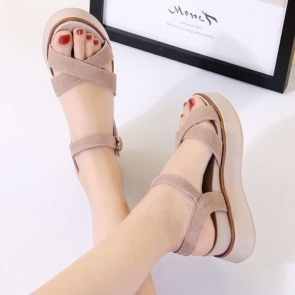 Sandale casual cu platforma in doua culori