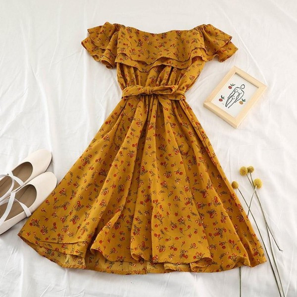 Rochie de vara dama cu maneci cazute in mai multe culori