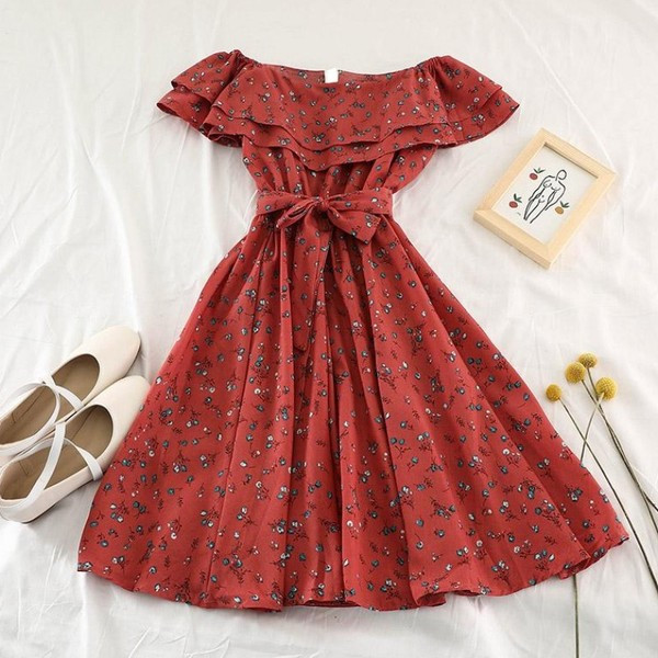 Rochie de vara dama cu maneci cazute in mai multe culori