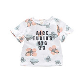 Детска модерна тениска за момичета в бял цвят с надписи