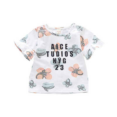 Детска модерна тениска за момичета в бял цвят с надписи