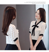 Cămașă casual de damă cu panglică în alb