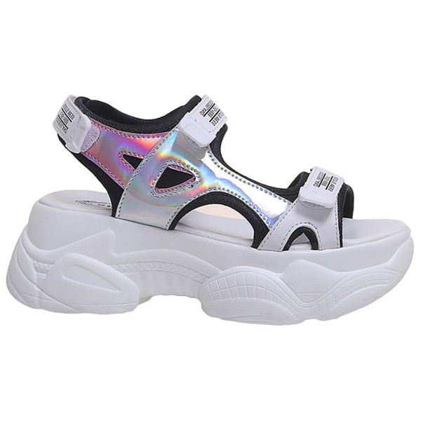 Sandale de dama elegante cu petice in doua culori de piele ecologica