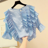 Modern női blúz O-nyakkal, négy színben