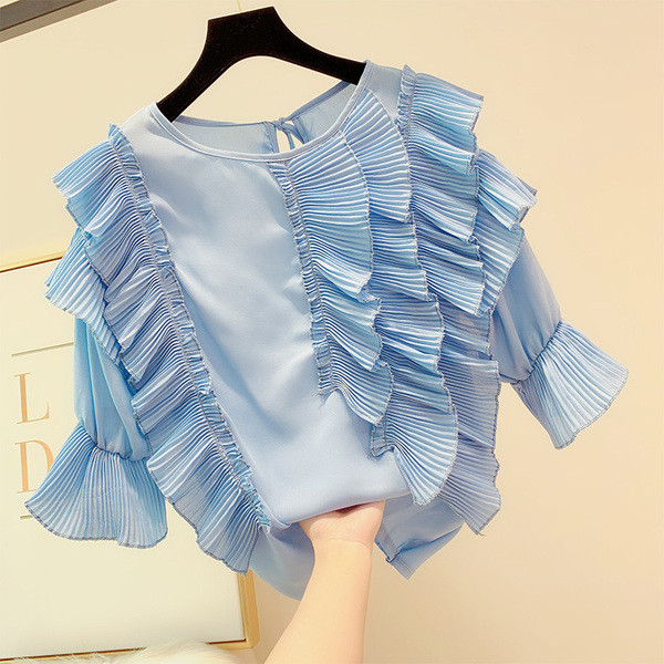 Modern női blúz O-nyakkal, négy színben