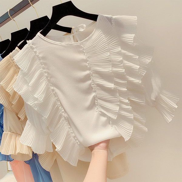 Modern női blúz O-nyakkal, négy színben