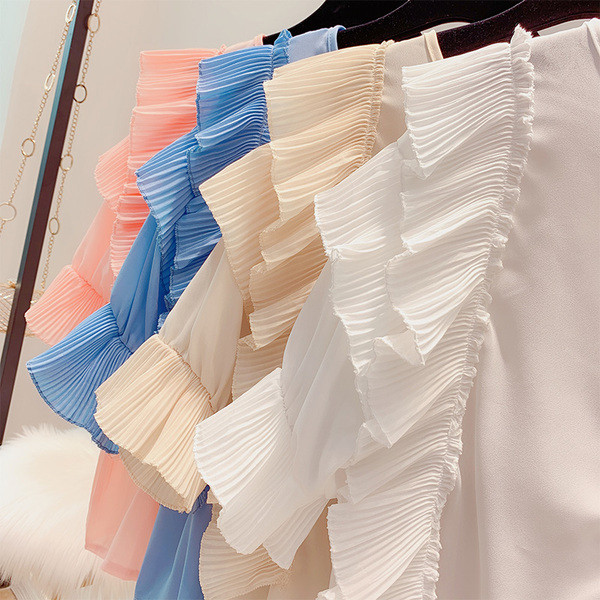 Modern női blúz O-nyakkal, négy színben