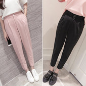 Stílusos női nadrág fekete és rózsaszín színben