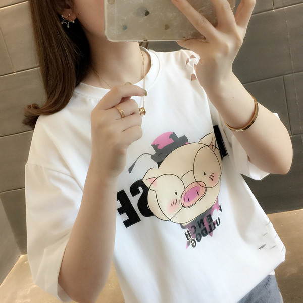 Tricou casual dama cu aplicatii si motive rupte in mai multe culori