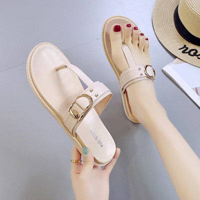 Papuci de dama moderni in doua culori cu element metalic