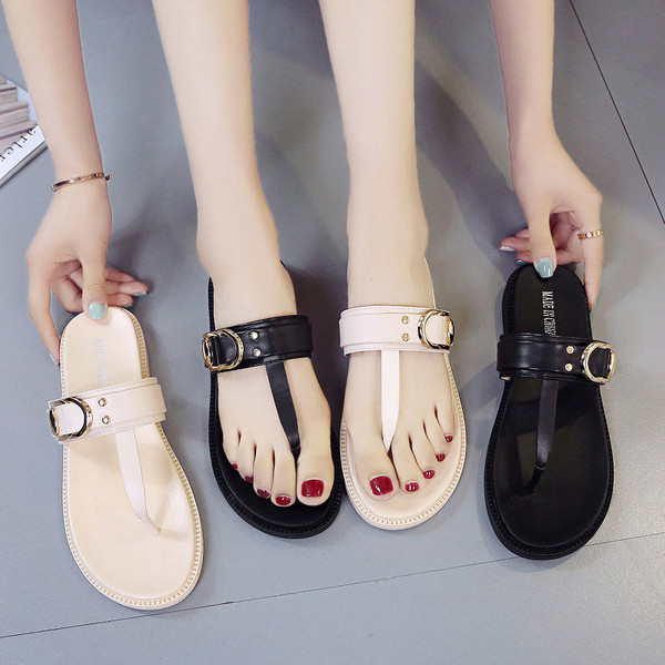 Papuci de dama moderni in doua culori cu element metalic