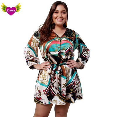 Színes női ruha V-nyakkal