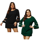 Stílusos női ruha három színben O-nyakkal