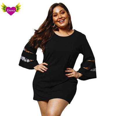 Stílusos női ruha három színben O-nyakkal