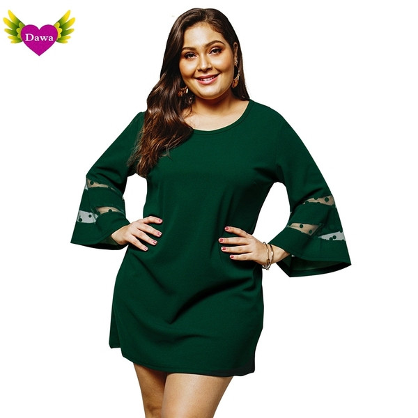 Stílusos női ruha három színben O-nyakkal