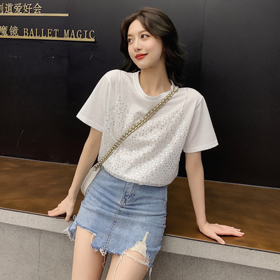 Alkalmi női póló rövid ujjú fehér és kék színben