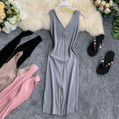 Női kötött ruha teljes hosszában cipzárral, több színben