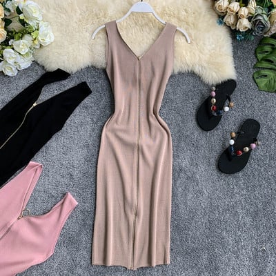 Női kötött ruha teljes hosszában cipzárral, több színben