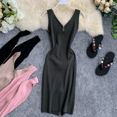 Női kötött ruha teljes hosszában cipzárral, több színben