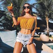 Top scurt de dama de culoare galbena