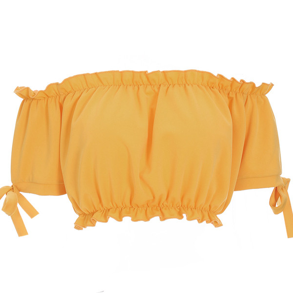 Top scurt de dama de culoare galbena