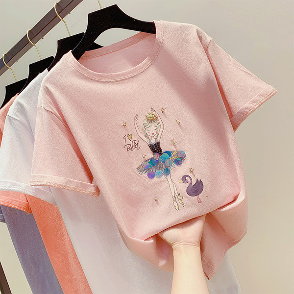 Tricou dama cu aplicatie si decolteu O