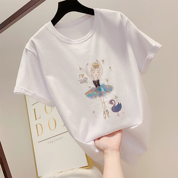 Tricou dama cu aplicatie si decolteu O