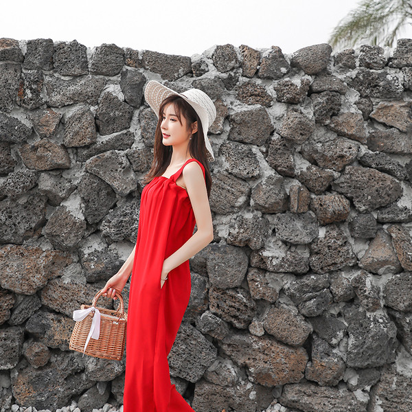 Alkalmi női overál vastag piros pánttal