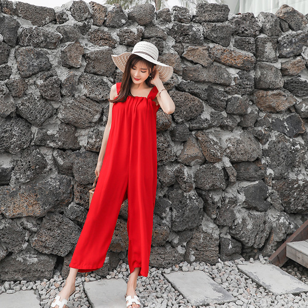 Alkalmi női overál vastag piros pánttal